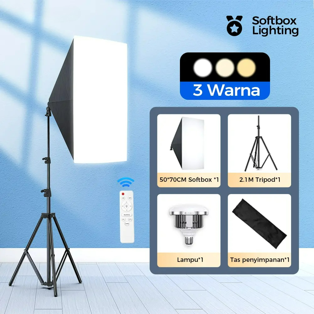Photography Bulb - Softbox 50x70cm com Lâmpada de 85W/155W,