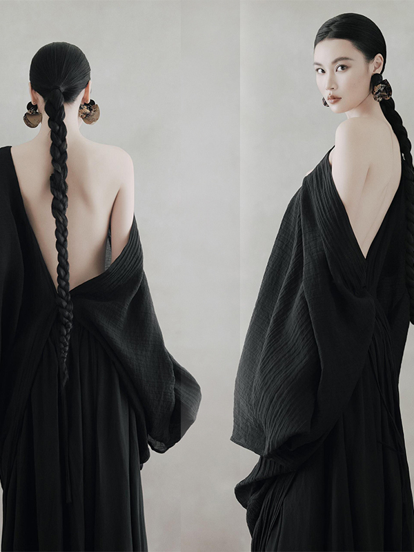 Photography Zen - Vestido Preto Sem Costas Feminino Estilo
