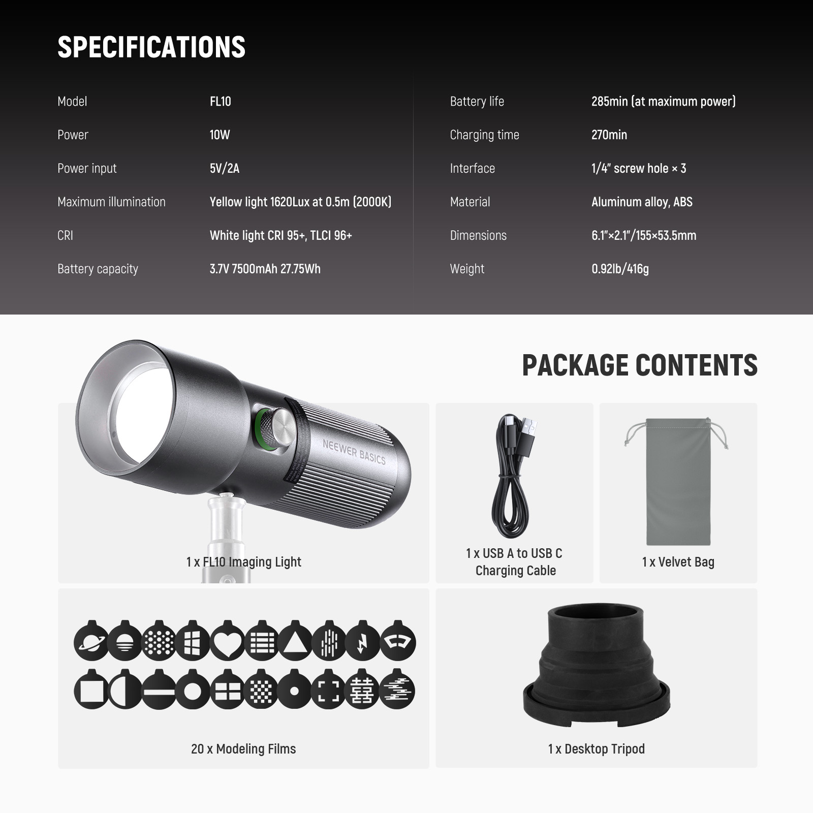 Lanterna fotográfica LED NEEWE - Photography Basics avaliação e preço