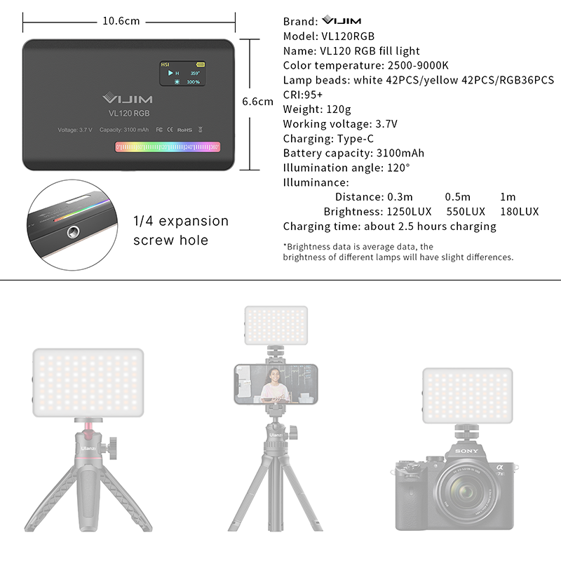 Ulanzi VL120 RGB Câmera Luz de - Photography Bulb avaliação e preço